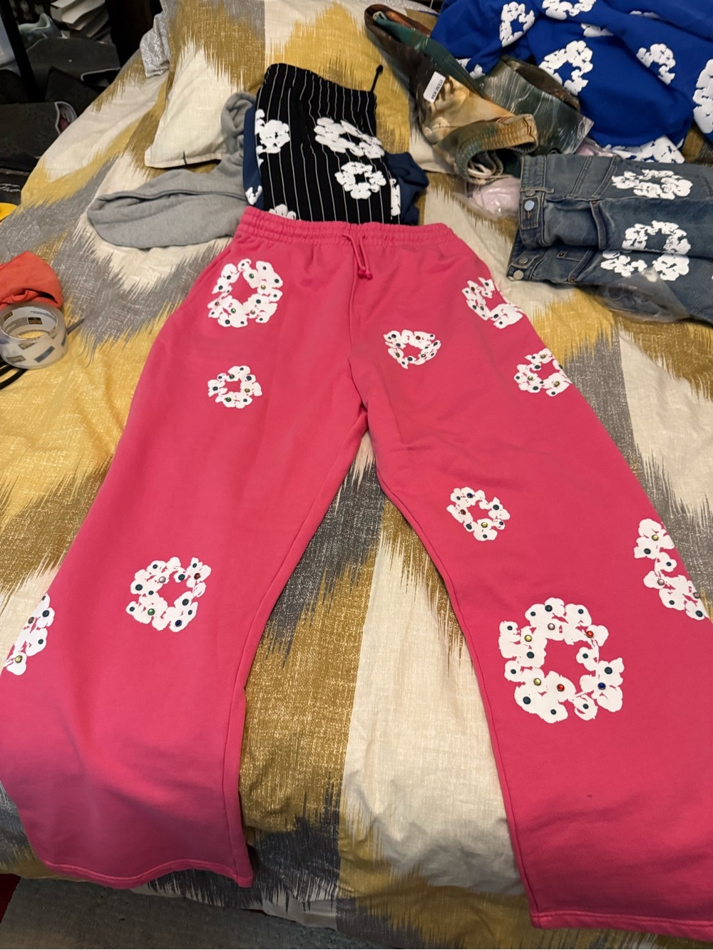 Denim Tears Rhinestones Pink Sweatpants Size L
